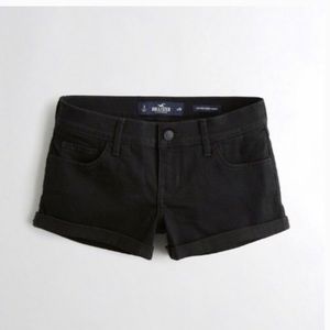 Hollister black denim low rise short shorts 7